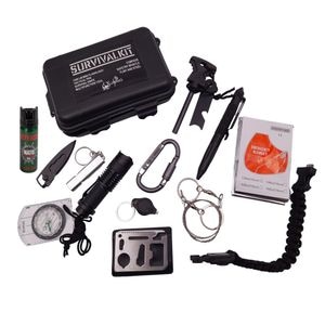 Kit supravietuire IdeallStore, True Saviour, 13 elemente multifunctionale, negru