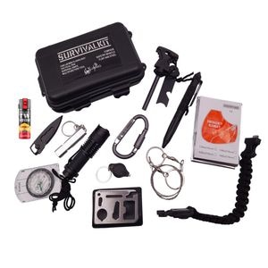 Kit supravietuire IdeallStore, Help Society, 13 elemente multifunctionale, negru