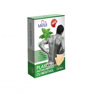 Plasturi antireumatici menthol Minut 12 cm x 18 cm, 24buc