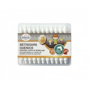 Betisoare igienice Minut Baby pentru copii si bebelusi 55 buc/cut