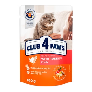Hrana umeda Club 4 Paws Premium pentru pisici adulte - curcan in jeleu , 24x100g