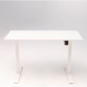 Birou electric SmartAdjust, inaltime reglabila, controler sus/jos, 1 motor, cadru alb, blat alb 160x80 cm