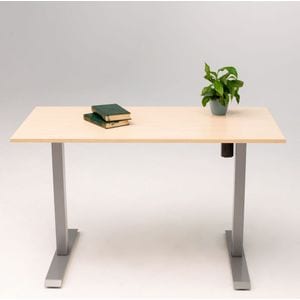 Birou electric SmartAdjust, inaltime reglabila, controler sus/jos, 1 motor, cadru gri, blat crem 160x80 cm