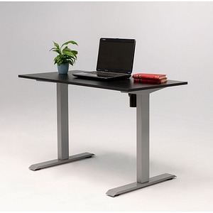 Birou electric SmartAdjust, inaltime reglabila, controler sus/jos, 1 motor, cadru gri, blat negru 140x70 cm