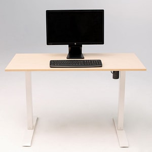 Birou reglaj electric SmartAdjust, cadru alb, inaltime reglabila, controler sus/jos, latime ajustabila, blat crem 120x60 cm