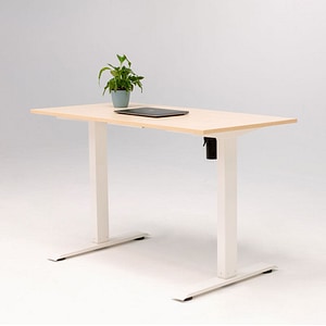 Birou reglaj electric SmartAdjust, cadru alb, inaltime reglabila, controler sus/jos, latime ajustabila, blat crem 160x80 cm