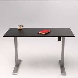 Birou reglaj electric SmartAdjust, cadru gri, inaltime reglabila, controler sus/jos, latime ajustabila, blat negru 120x60 cm