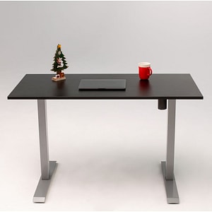 Birou reglaj electric SmartAdjust, cadru gri, inaltime reglabila, controler sus/jos, latime ajustabila, blat negru 160x80 cm