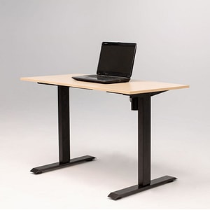 Birou reglaj electric SmartAdjust, cadru negru, inaltime reglabila, controler sus/jos, latime ajustabila, blat crem 140x70 cm