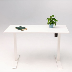 Birou reglaj electric SmartAdjust, cadru alb, inaltime reglabila, controler sus/jos, latime ajustabila, blat alb 120x60 cm