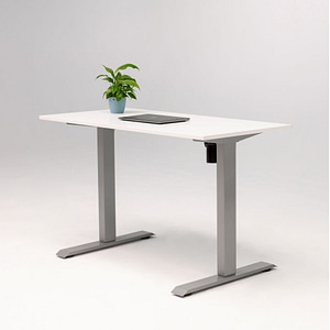 Birou reglaj electric SmartAdjust, cadru gri, inaltime 71-121cm, controler sus/jos, blat alb 160x80 cm