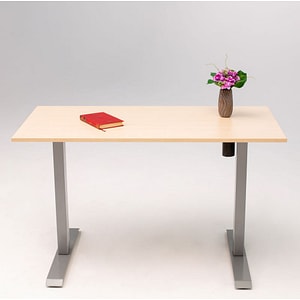 Birou reglaj electric SmartAdjust, cadru gri, inaltime 71-121cm, controler sus/jos, blat crem 160x80 cm