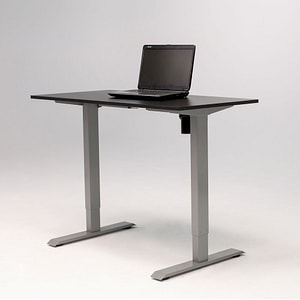 Birou reglaj electric SmartAdjust, cadru gri, inaltime 71-121cm, controler sus/jos, blat negru 120x60 cm