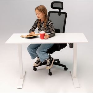 Birou electric IntelliDesk, 2 motoare, controler digital cu memorie, sistem anticoliziune, cadru alb, blat alb 160x80 cm