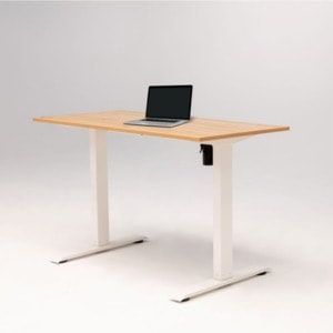 Birou reglaj electric SmartAdjust inaltime reglabila, controler sus/jos, 1 motor, cadru alb, blat stejar 140x70 cm