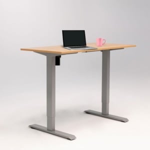 Birou reglaj electric SmartAdjust inaltime reglabila, controler sus/jos, 1 motor, cadru gri, blat stejar 160x80 cm