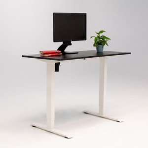 Birou reglaj electric IntelliDesk 2 motoare, controler digital cu memorie, sistem anticoliziune, cadru alb, blat negru 120x60 cm