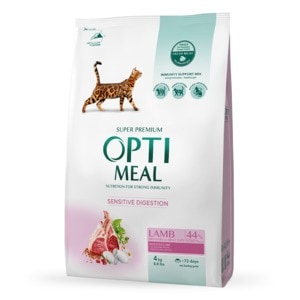 Hrana uscata completa pentru pisici OPTIMEAL Sensitive Digestion, Adult, miel