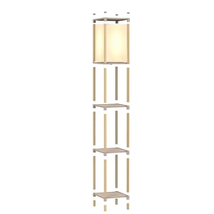 Lampadar de colt cu 3 rafturi din lemn si plastic