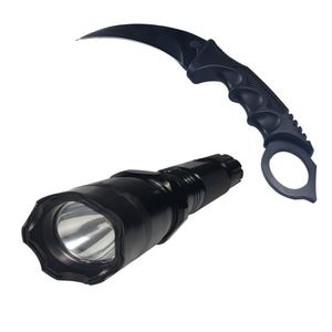 Lanterna cu electrosoc cu acumulator IdeallStore, LED, cutit karambit inclus