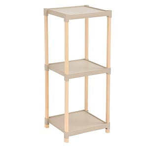 Raft modular universal, etajera 3 polite, lemn si plastic, 68x26x25 cm
