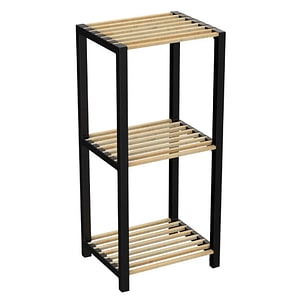 Raft universal,etajera 3 polite, lemn si plastic, 78x35x29 cm, FIX-2003-NEGRU