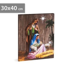Tablou de Craciun cu LED-uri - agatat pe perete, 2 x AA, 30 x 40 cm