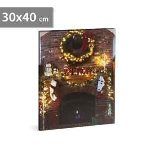 Tablou de Craciun cu LED-uri - agatat pe perete, 2 x AA, 30 x 40 cm