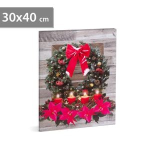 Tablou de Craciun cu LED-uri - agatat pe perete, 2 x AA, 30 x 40 cm