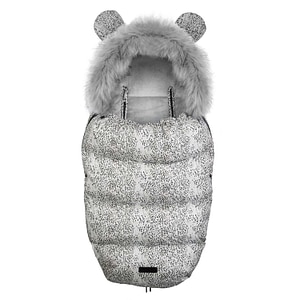 Sac de dormit bebelusi DacEnergy, cu urechi, captusita cu material antialergenic, respirabil, blana detasabila, elegant, 95 x 48 cm, pentru sanie, alb