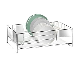 Scurgator de vase, Quasar & Co., cu suport tacamuri, tava scurgere, otel inoxidabil, 40.6 x 26.2 x 13 cm, argintiu