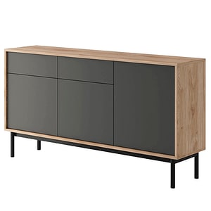 Comoda living DACENERGY, PAL, 154 x 39 x 84 cm, stejar-grafit
