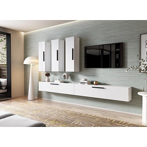 Mobila living Pati 094, alb mat, 185 x 26.7 x 276 cm