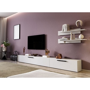 Mobila living Pati 060, alb mat, 160 x 26.7 x 230 cm