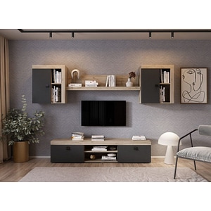 Mobila living Ontario Configuratia 3, antracit, 259 x 35.2 x 182 cm