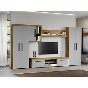 Mobila living Atena-C14, gri, 334.2 x 35.2 x 182 cm
