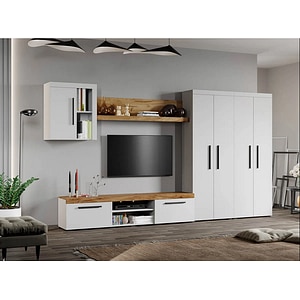 Mobila living Olaf C08, alb, 334.2 x 35.2 x 182 cm