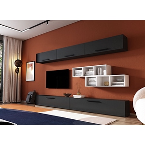 Mobila living Pati 124, alb-antracit, 276 x 26.7 x 170 cm