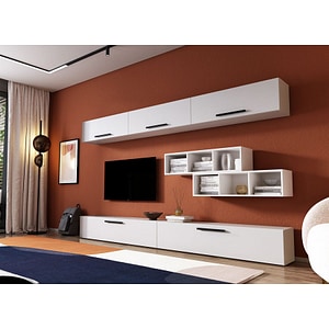 Mobila living Pati 072, alb mat, 170 x 26.7 x 276 cm