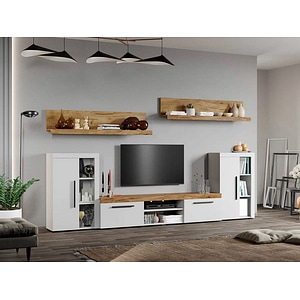 Mobila living Olaf C10, stejar auriu, 300 x 35.2 x 182 cm
