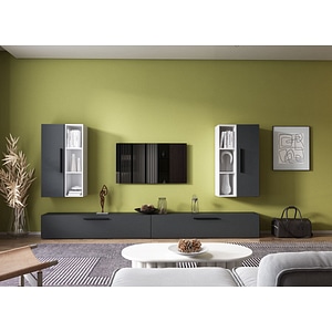 Mobila living Pati 144, alb-antracit, 276 x 26.7 x 160 cm