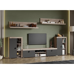 Mobila living Ontario Configuratia 6, antracit, 300 x 35.2 x 200 cm