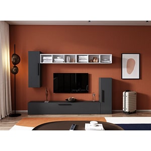 Mobila living Pati 122, gri antracit, 214 x 26.7 x 165 cm