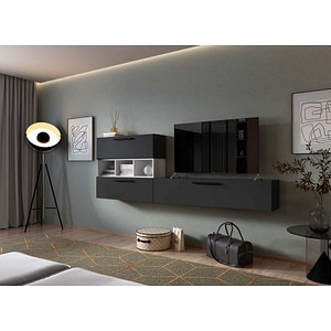 Mobila living Pati 208, gri antracit, 230 x 26.7 x 155 cm
