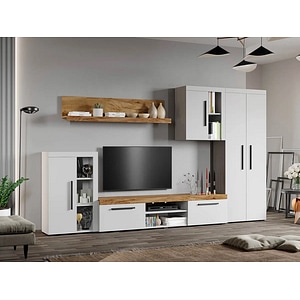 Mobila living Olaf C05, stejar auriu, 307.6 x 35.2 x 182 cm