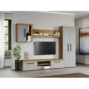 Mobila living Atena-C03, gri, 247.6 x 35.2 x 182 cm