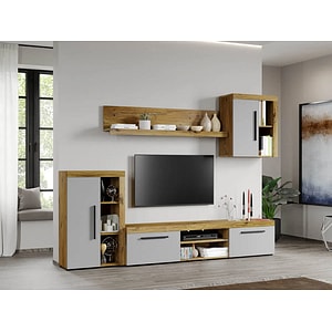 Mobila living Atena-C04, gri, 240 x 35.2 x 182 cm
