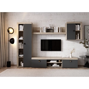 Mobila living Ontario Configuratia 5, antracit, 259 x 35.2 x 182 cm