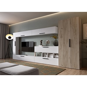Mobila living Pati 011, alb, 402.8 x 35 x 185 cm