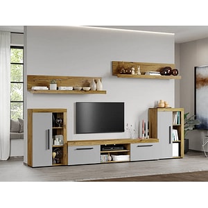 Mobila living Atena-C10, gri, 300 x 35.2 x 182 cm